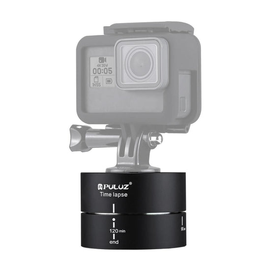 PULUZ 360 Degrees Panning Rotation 120 Minutes Time Lapse Stabilizer Tripod Head Adapter for GoPro HERO9 Black / HERO8 Black / HERO7 /6 /5 /5 Session /4 Session /4 /3+ /3 /2 /1, Xiaoyi and Other Action Cameras