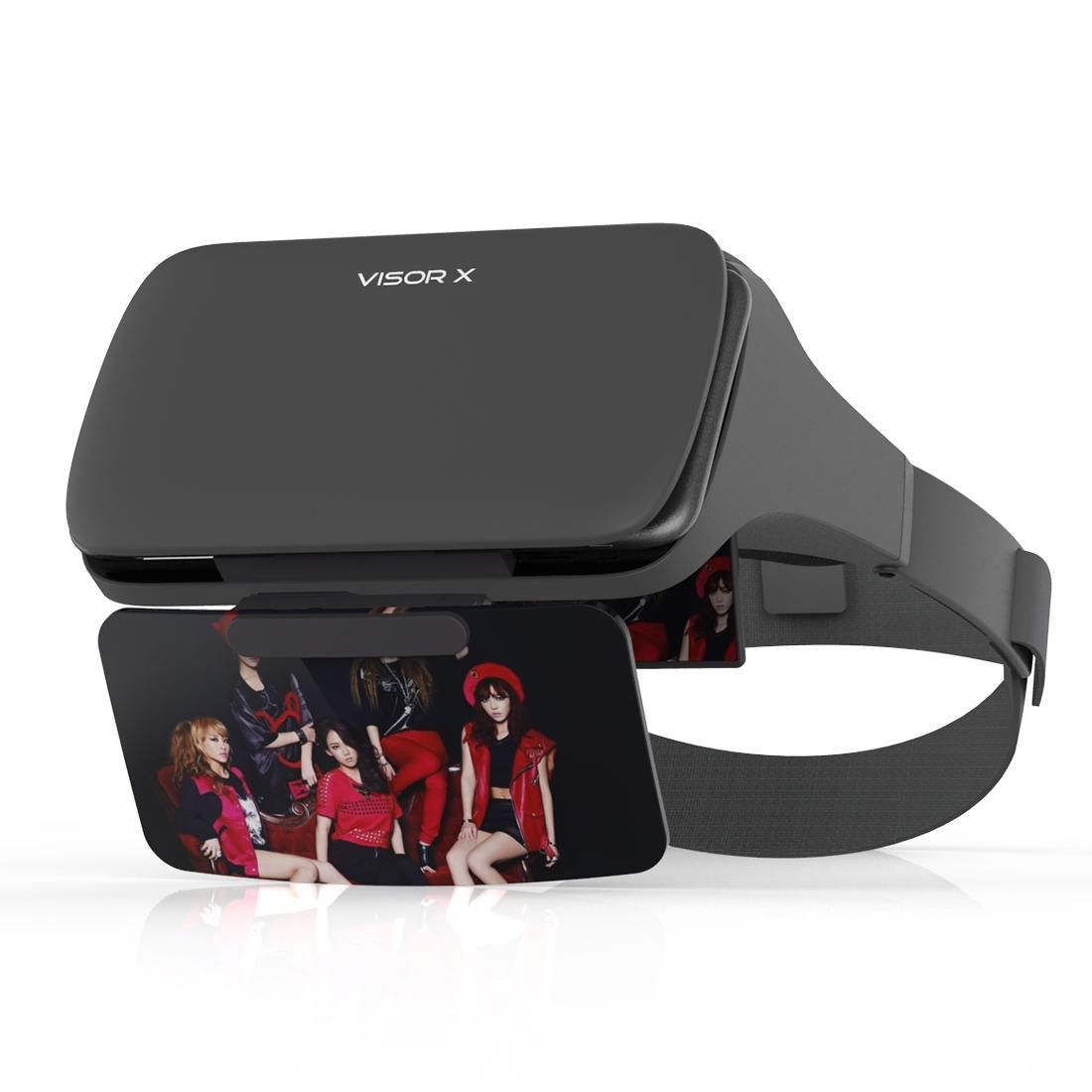 Visor X Phone Screen Magnifier Head-mounted HD Projector Enlarged Amplifier Movie Gaming Device Safe Distance for Eye Protection (Black)