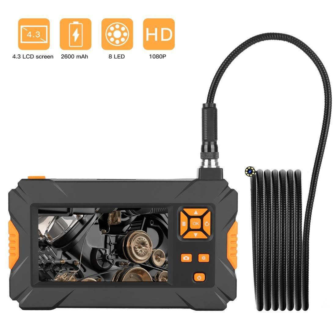 P30 IP67 Waterproof 4.3 inch HD Portable Endoscope Snake Tube Industrial Endoscope, Cable Length: 5m