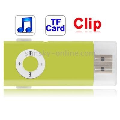 TF  Card Slot MP3 Player with Clip (LightGreen)