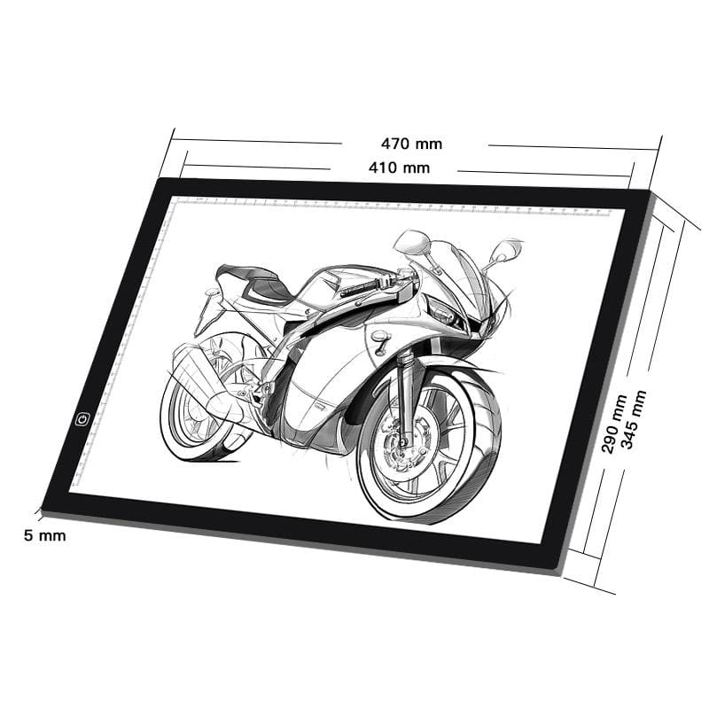 8W 5V LED USB Stepless Dimming A3 Acrylic Scale Copy Boards Anime Sketch Drawing Sketchpad with USB Cable & Power Adapter