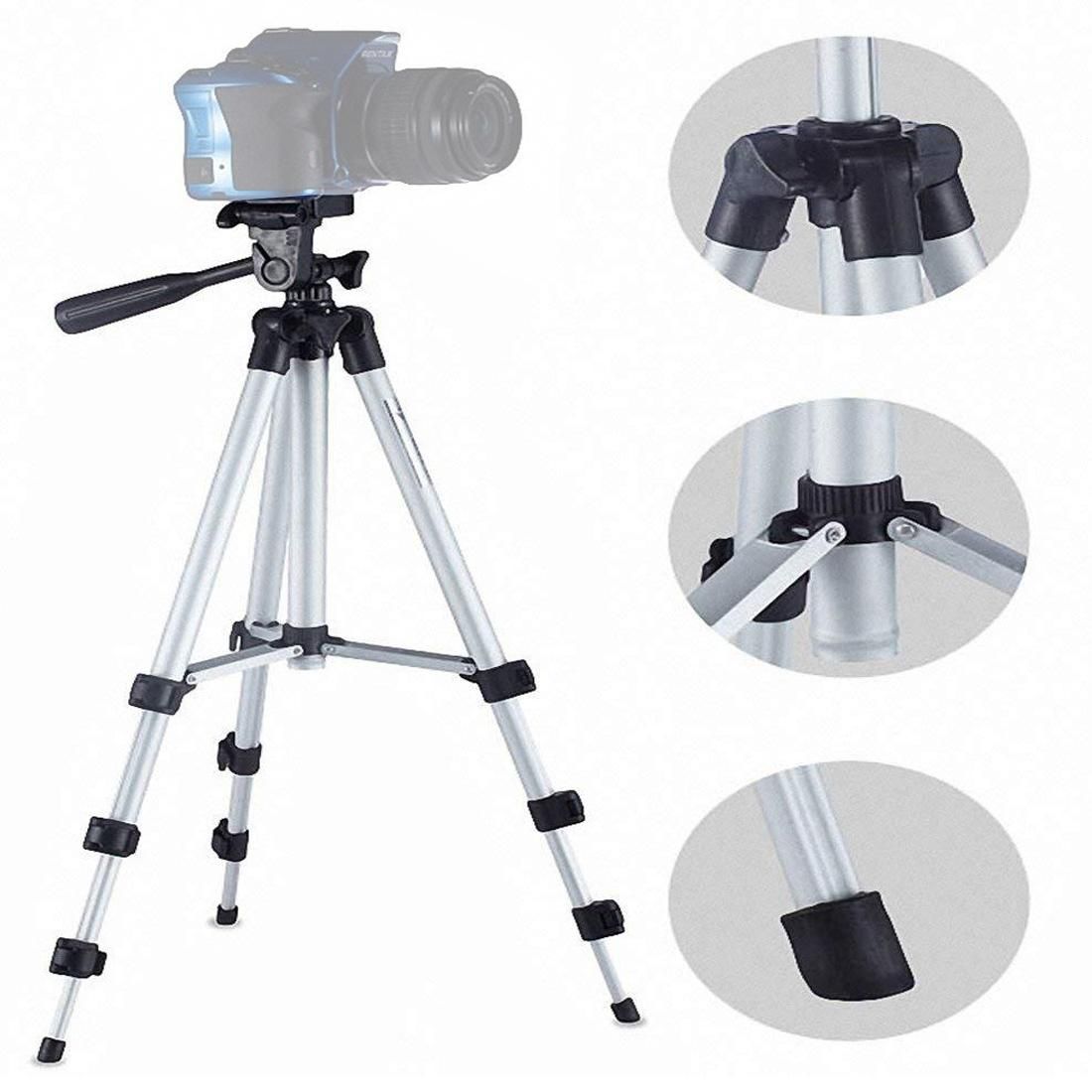 Live Broadcast Tripod 4-Section Folding Legs Aluminum Alloy Tripod Mount with U-Shape Three-Dimensional Tripod Head for DSLR & Digital Camera, Adjustable Height: 35-106cm