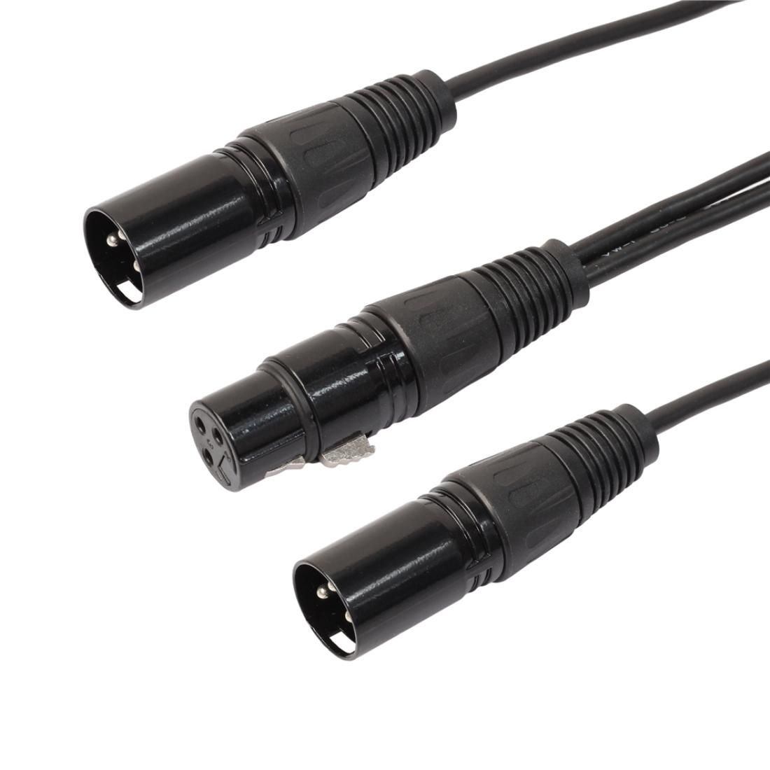 30cm 3 Pin XLR CANNON 1 Female to 2 Male Audio Connector Adapter Cable for Microphone / Audio Equipment (Black)