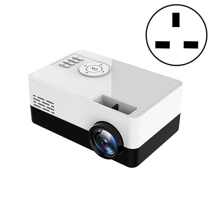 S261/J16 Home Mini HD 1080P Portable LED Projector, Support TF Card / AV / U Disk, Plug Specification:UK Plug (White Black)