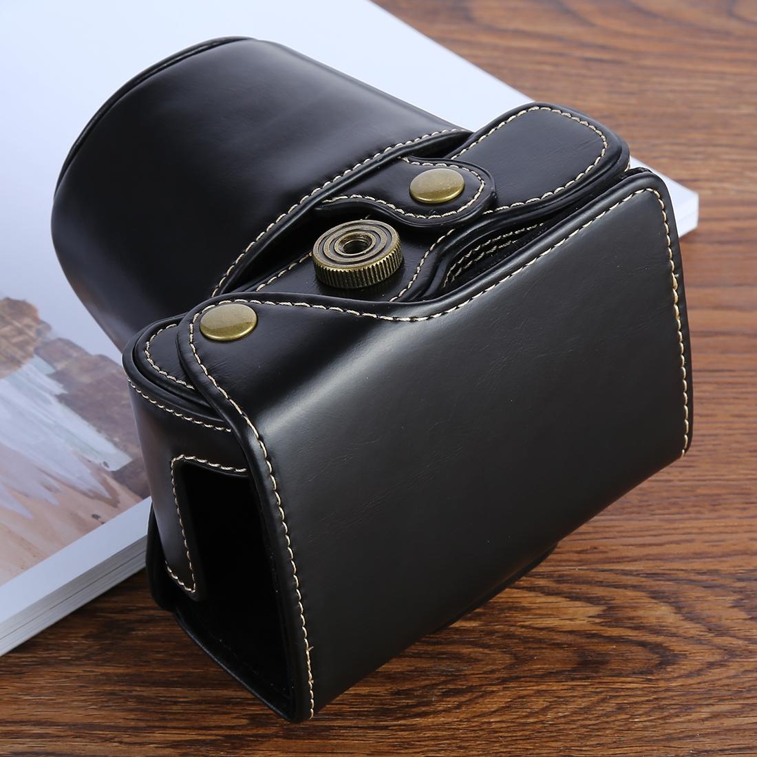 XT100 PU Leather Camera Protective bag for FUJIFILM X-T100 Camera, with Strap (Black)