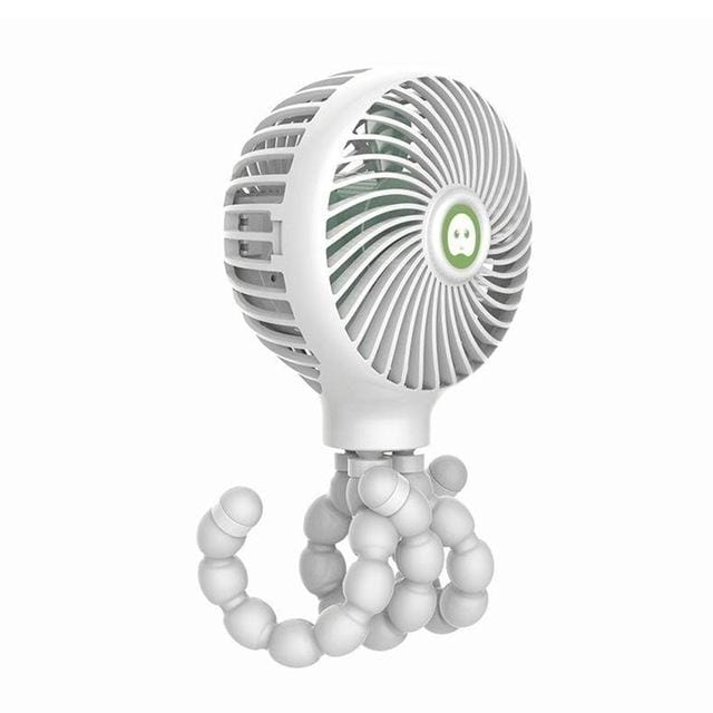 Octopus Deformed Cartoon Folding USB Rechargeable Mini Handheld Fan (White)