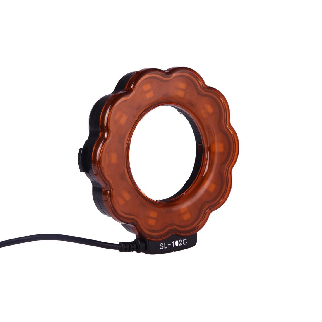 SL-102C Macro LED Ring Flash Light with 8 Different Sizes Adapter Ring & 1 Orange Color Temperature Ring