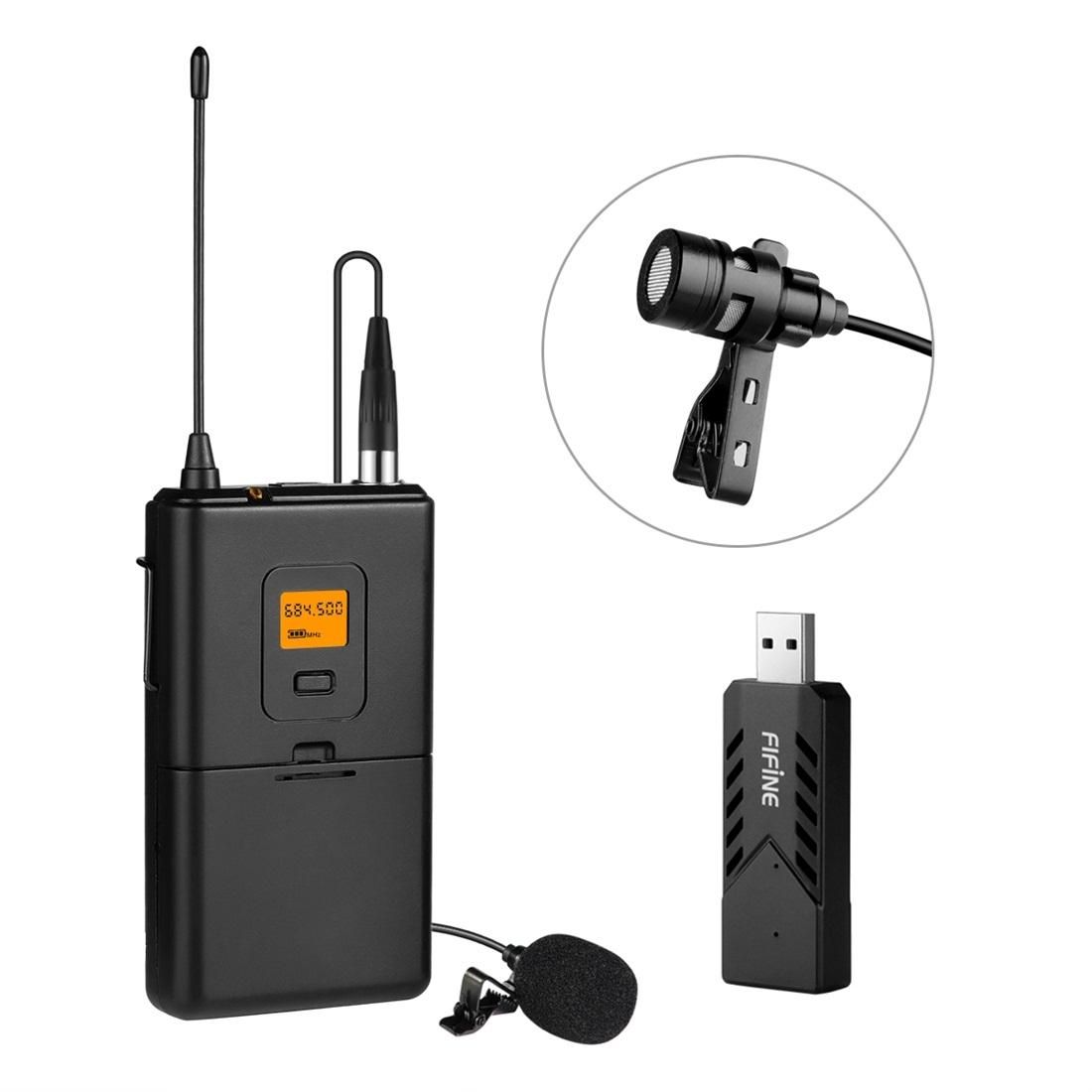 FIFINE K031 U Segment Wireless Lavalier Microphone for Live Broadcast, Show, KTV, etc, Compatible With Notebook, PC, Speaker, Headphone, iPad, iPhone, Galaxy, Huawei, Xiaomi, LG, HTC and Other Smart Phones