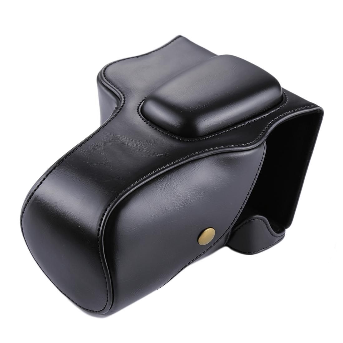 Full Body Camera PU Leather Case Bag for Canon EOS 200D (Black)