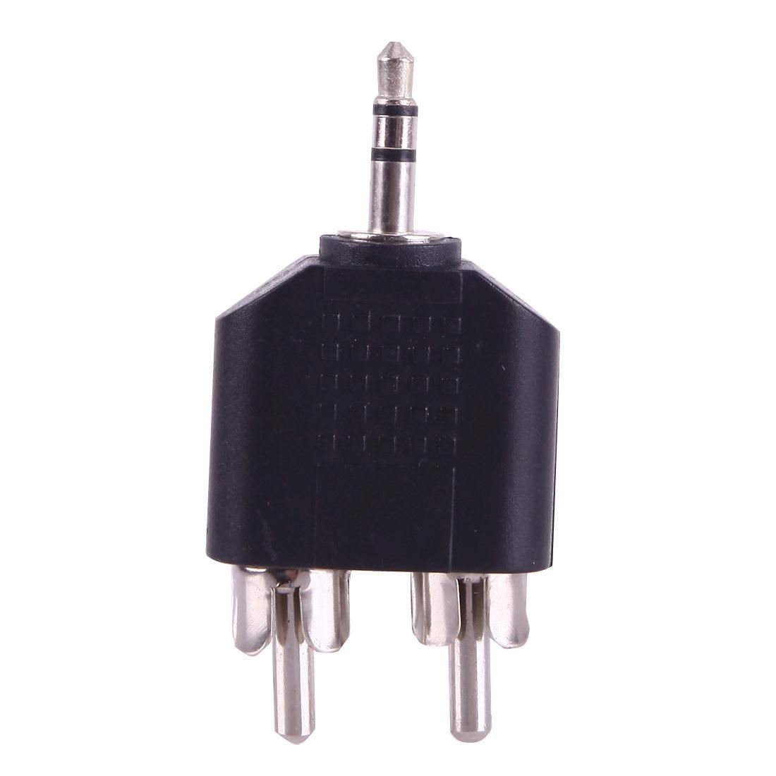 2 RCA Male to 3.5mm Male Jack Audio Y Adapter (Black)