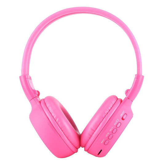 BS-N65 Headband Folding Stereo HiFi Wireless Headphone Headset with LCD Screen & TF Card Slot & LED Indicator Light & FM Function (Magenta)