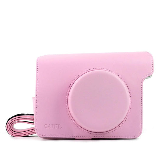 Vintage PU Leather Case Bag for Polaroid W300 Camera, with Adjustable Shoulder Strap (Pink)
