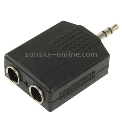 3.5mm Male to 2 Female 6.35mm Audio Adapter (Black)
