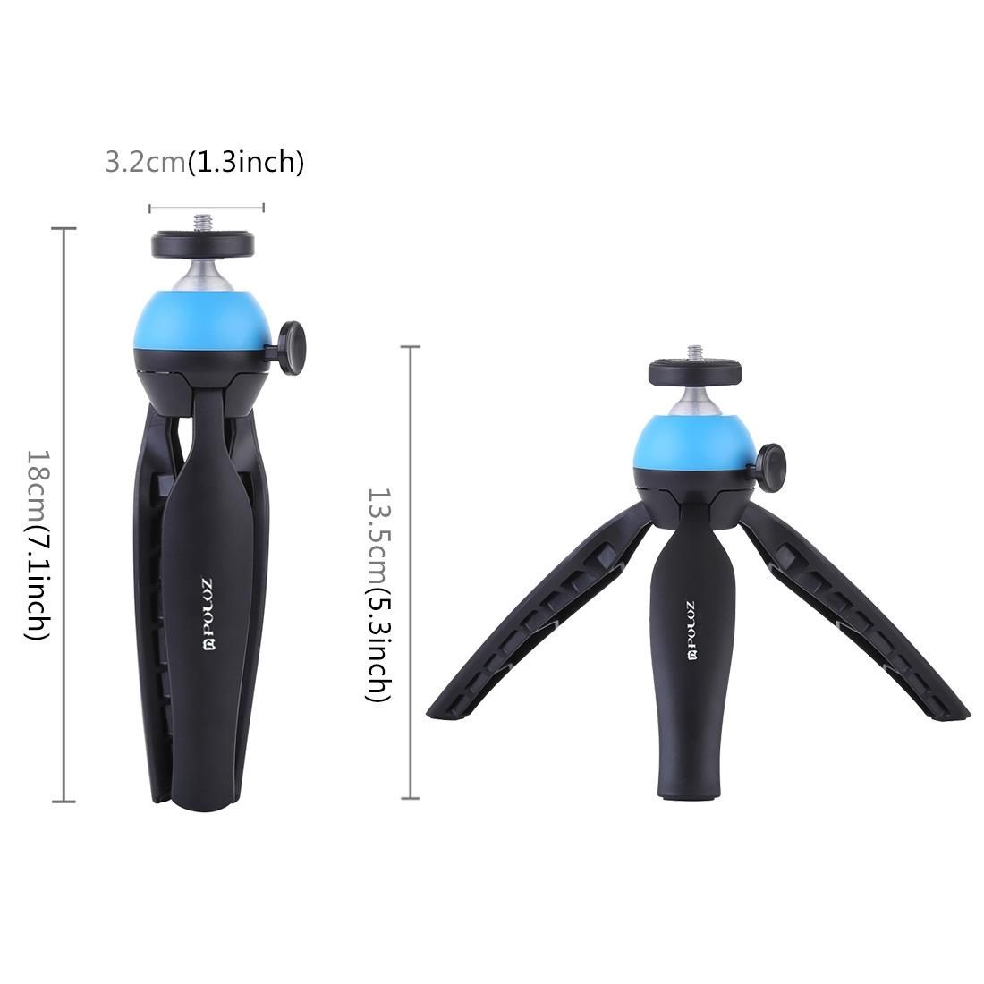 PULUZ Pocket Mini Tripod Mount with 360 Degree Ball Head for Smartphones, GoPro, DSLR Cameras (Blue)
