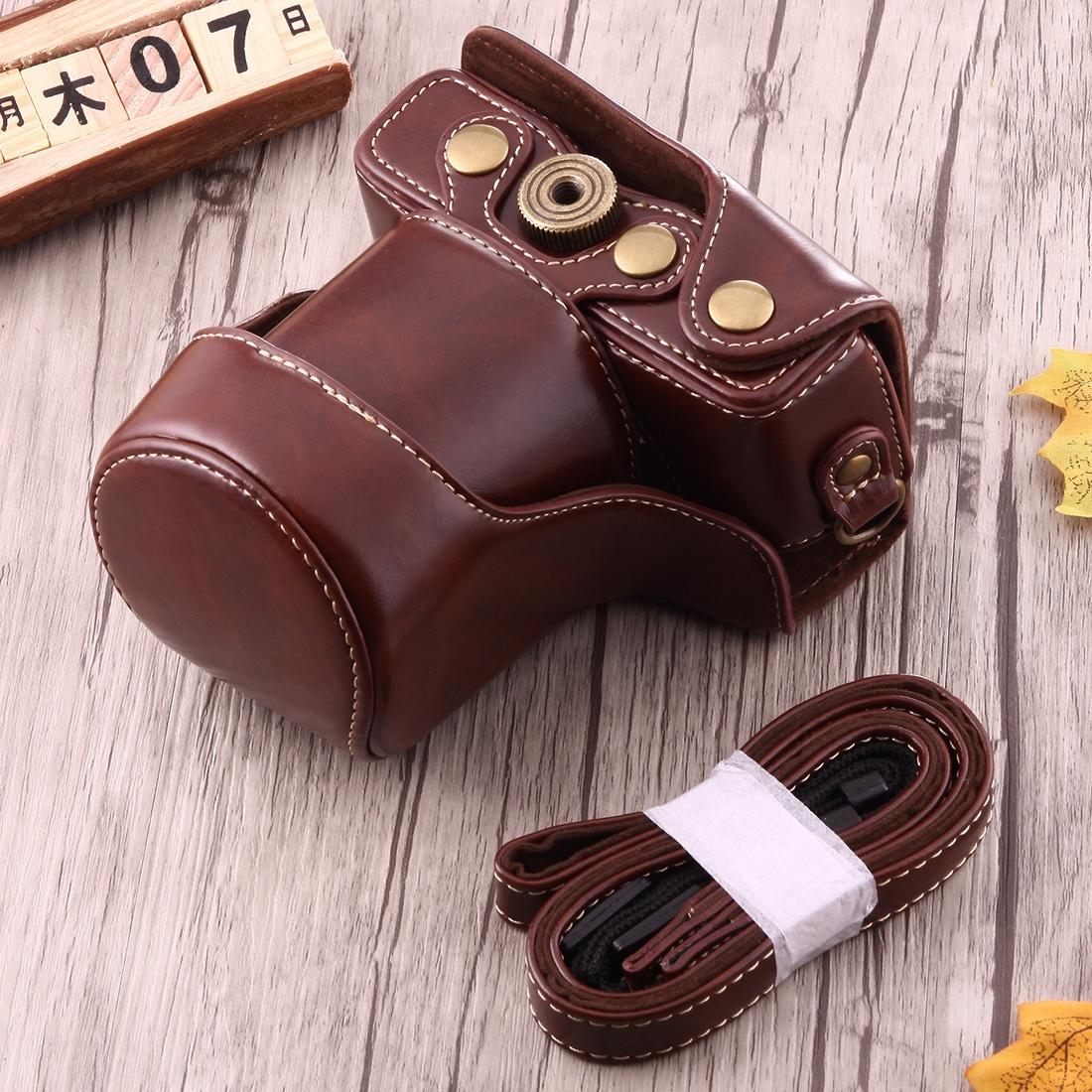 Full Body Camera PU Leather Case Bag with Strap for Canon EOS M10 (Coffee)
