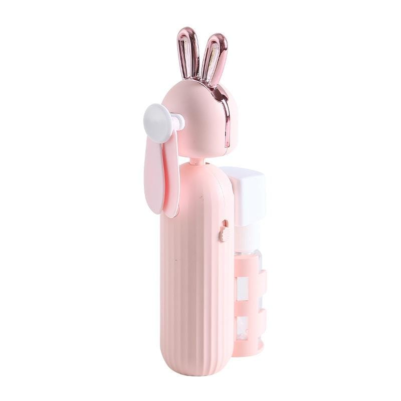 Handheld Spray Disinfection Fan USB Charging Mini Outdoor Replenishment Fan, Style:Rabbit Ears (Yellow)