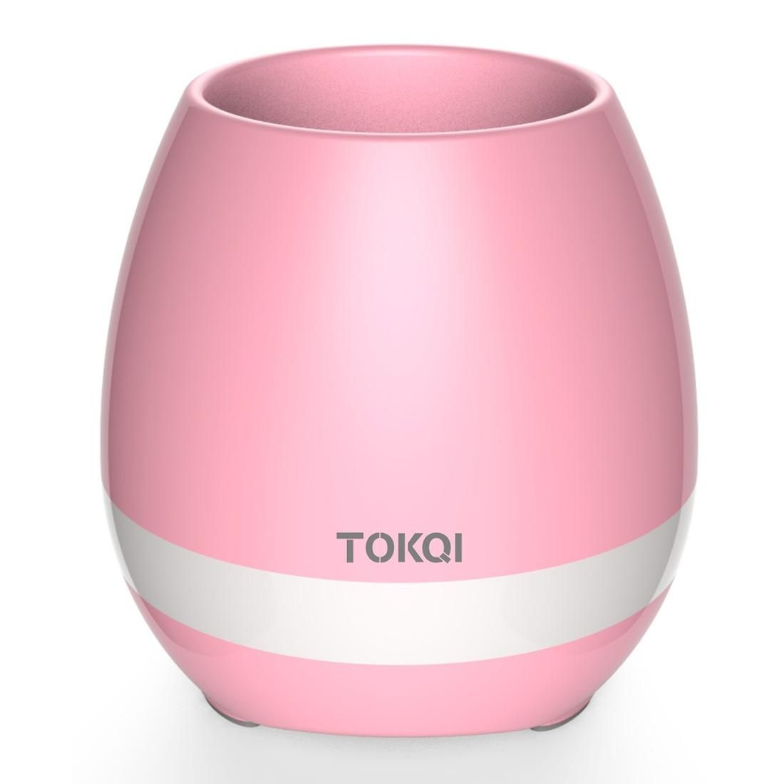TOKQI K3 Waterproof Egg Shell Smart Bluetooth Music Flower Pot Speaker with Light Touch Plant for Home Office Decoration (Pink)