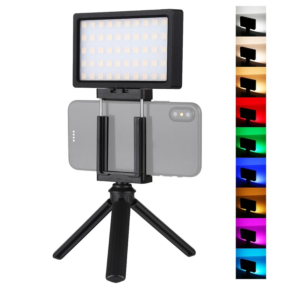 PULUZ Pocket 100 LED 800LM RGB Full Color Dimmable LED Color Temperature Vlogging On Camera Light Photography Fill Light for Canon, Nikon, DSLR Cameras, Smartphones (Black)
