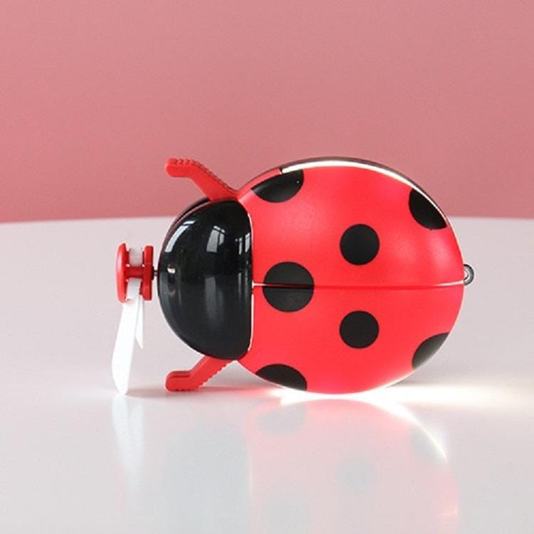Portable USB Mini Fan Multi-function Cartoon Lighting Fan (Red Ladybug)
