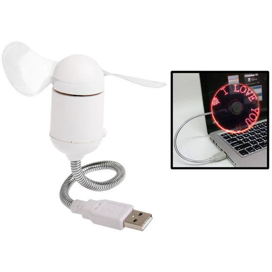 USB LED Colored Flash Word Mini Fan with Switch (Red)