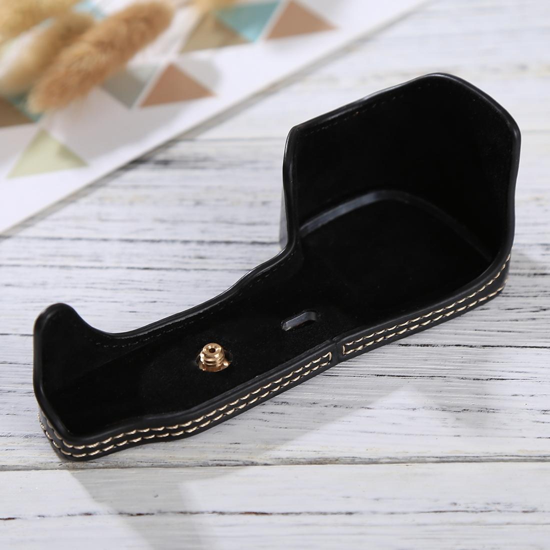 1/4 inch Thread PU Leather Camera Half Case Base for Sony ILCE-6000 / A6000 (Black)