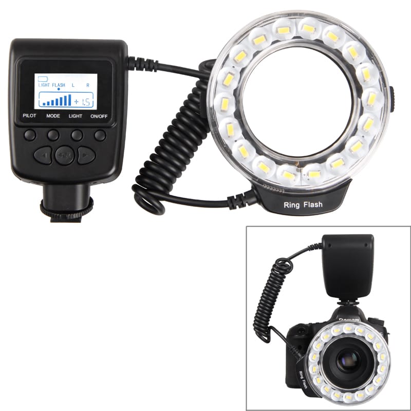 Travor RF-600D Macro 18 LED Ring Flash Light for Nikon / Canon / Olympus DSLR Camera