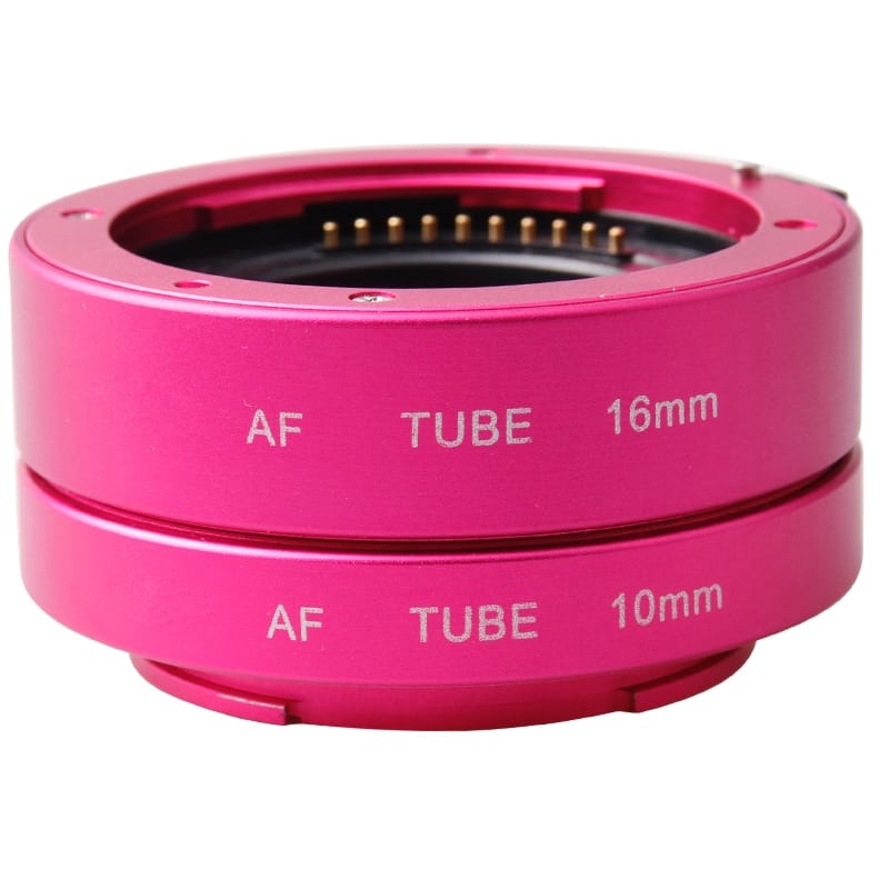 DEBO S-J Metal Auto Focus Macro Extension Tube Ring for Sony, 16mm Ring + 10mm Ring (Magenta)