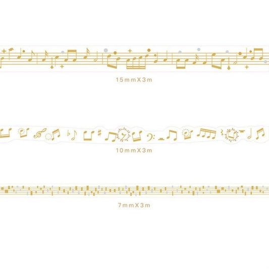 3 PCS / Set Decorative Wallpaper Tape PET Scrapbooking Washitape Set Transparent Waterproof Stickers (Music Series)