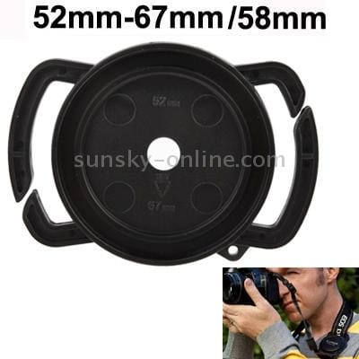 52-67mm / 58mm Center Pinch Camera Lens Cap (Black)