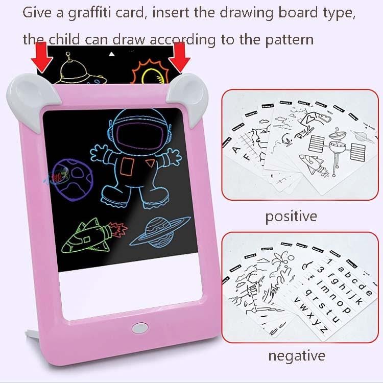 LED Luminous Drawing Board Electronic Fluorescent Writing Board Children Light Painting Message Board (Pink)