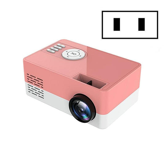 S261/J16 Home Mini HD 1080P Portable LED Projector, Support TF Card / AV / U Disk, Plug Specification:US Plug (Pink White)