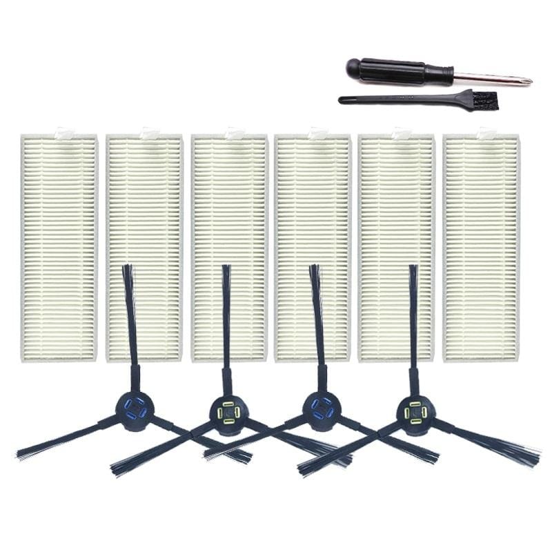 XI289 6 PCS I259 Filters +2 Pair I258 Side Brushes + G601 Black Screwdriver + Small Black Brush G101 for ILIFE A7 / A9