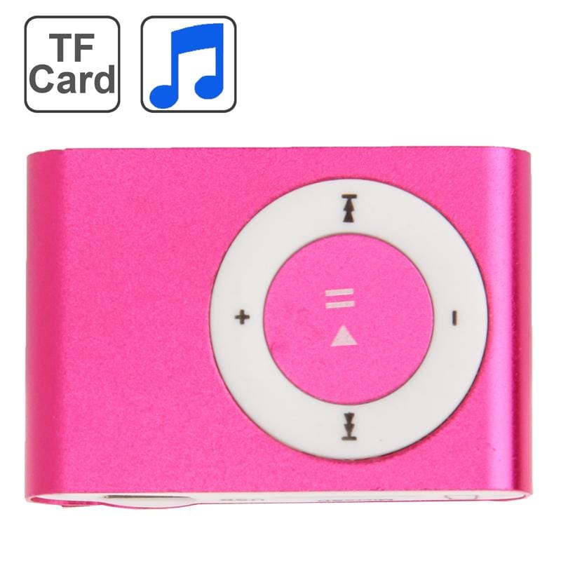 TF  Card Slot MP3 Player with Metal Clip (Magenta)