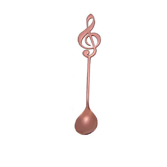 2 PCS Creative Musical Note Spoon Coffee Stirring Scoop Stainless Steel Titanium Music Bar Spoon Gift Spoon (Rose Gold)