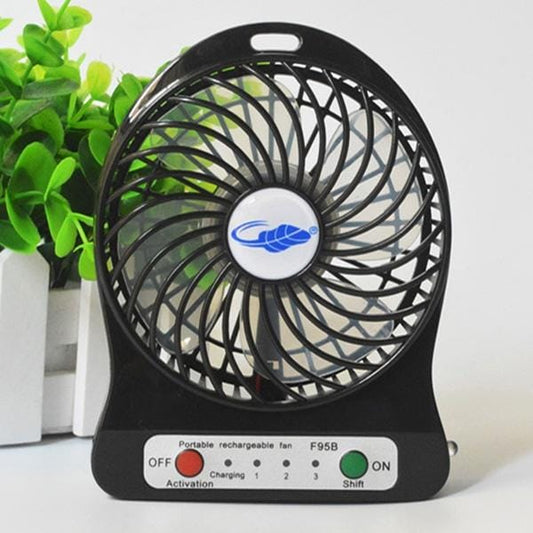 GONGTIAN F95B Portable USB Rechargeable Fans, Three Ranges Speed Wind Adjustment + One Range LED Light Adjustment, Size: 14cm x 10.6cm x 4.2cm (Black)