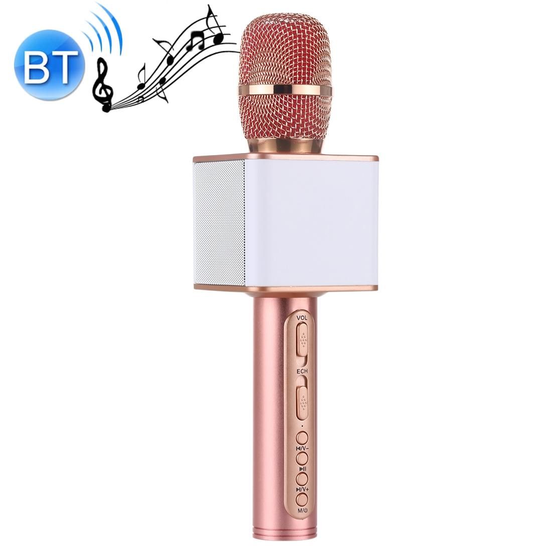 SDRD SD-08 Double Speakers High Sound Quality Handheld KTV Karaoke Recording Bluetooth Wireless Condenser Microphone (Rose Gold)