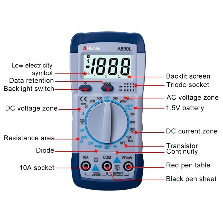 ANENG A830L Handheld Multimeter Household Electrical Instrument (Style2)