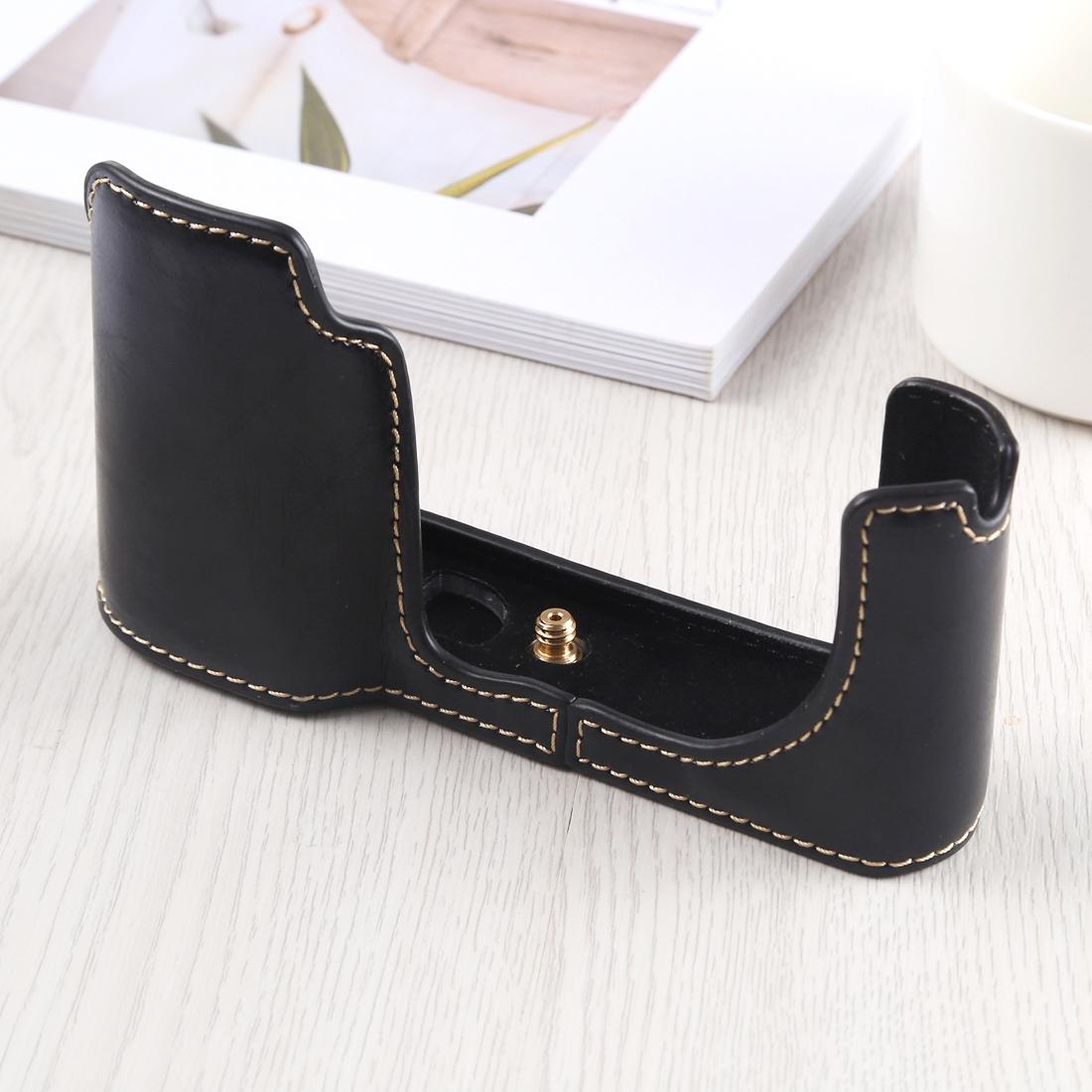 1/4 inch Thread PU Leather Camera Half Case Base for Leica TL (Coffee)