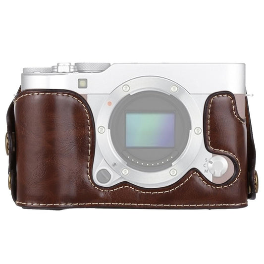 1/4 inch Thread PU Leather Camera Half Case Base for FUJIFILM X-A3 / X-A10 (Coffee)