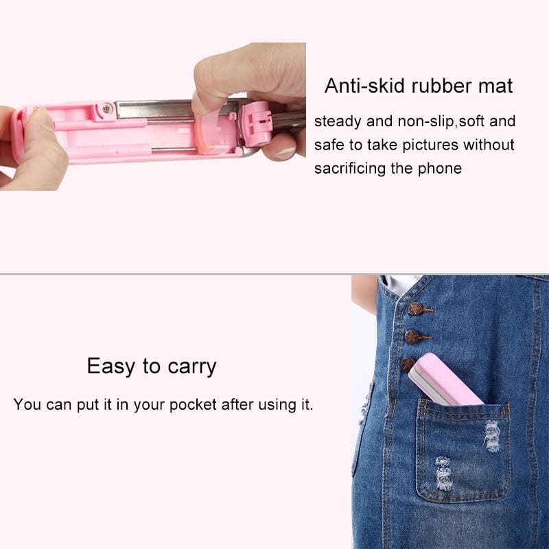 CYKE M1 Mini Universal Foldable Hidden One-piece Wireless Bluetooth Selfie Stick without Fill Light (Pink)
