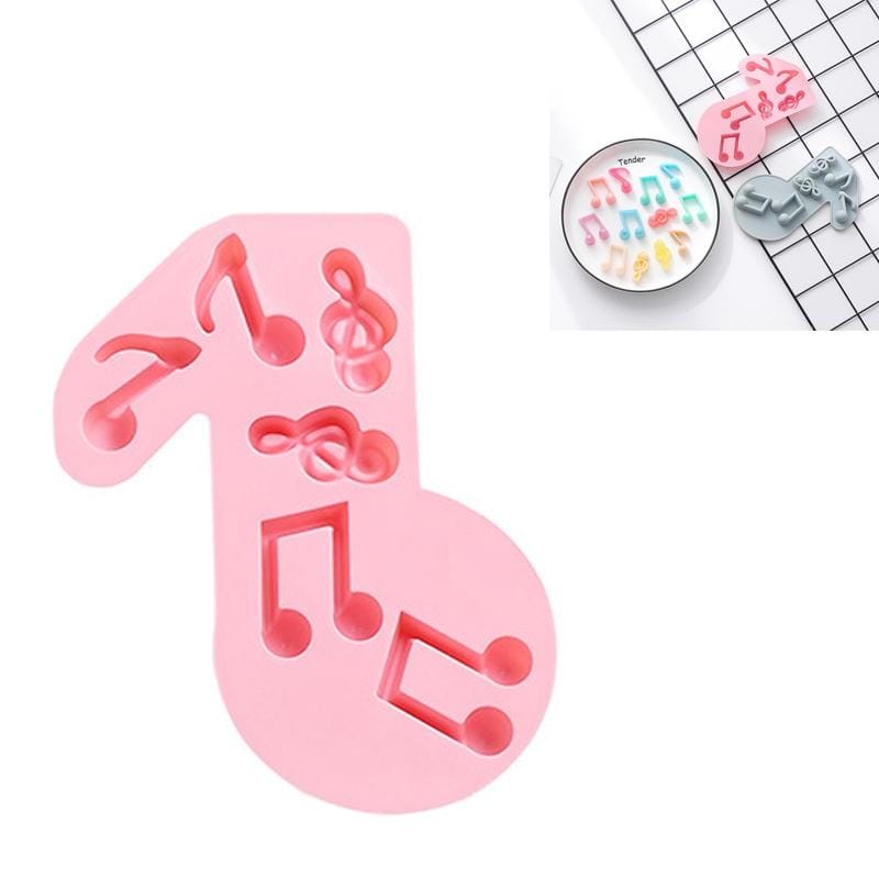 6 PCS Creative Musical Note Silicone Chocolate Mold DIY Baking Cake Mold Ice Tray Mold (Pink)