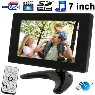 7 inch 800x480/16:9 LCD Digital Picture Frame with Holder & Remote Control Support SD / MMC / MS Card and USB (Black)