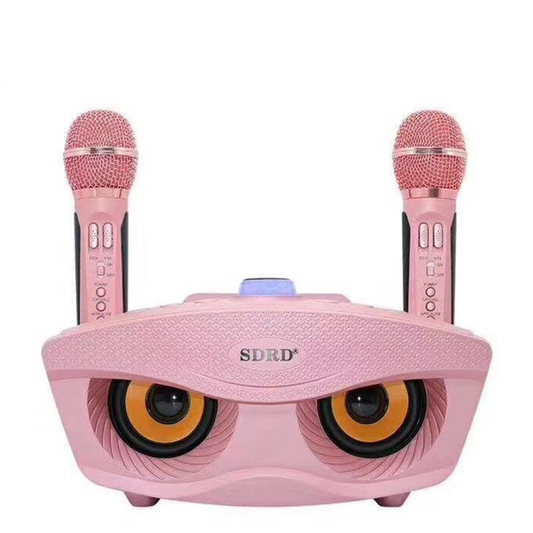 SD-306 2 in 1 Family KTV Portable Wireless Live Dual Microphone + Bluetooth Speaker (Pink)
