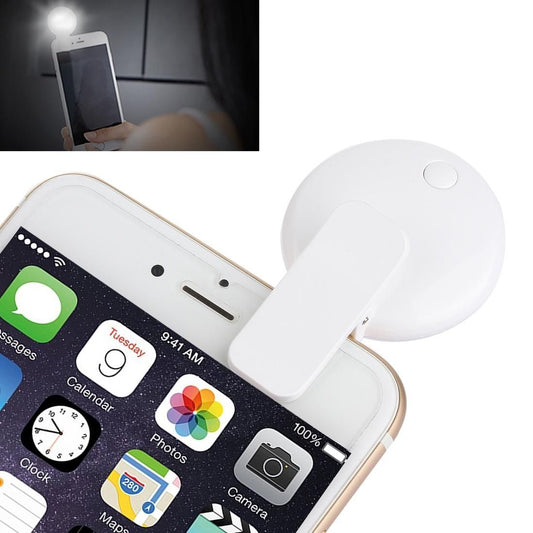 3 Level Adjustable 9 LEDs Mini Night Using Selfie Flash Light with Clip and Charging Cable, For iPhone & Samsung & HTC & Sony & LG & Huawei & Xiaomi (White)