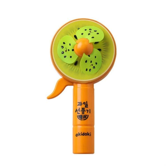 hand pressure fan creative cartoon environmental protection manual small fan (Orange Kiwi )