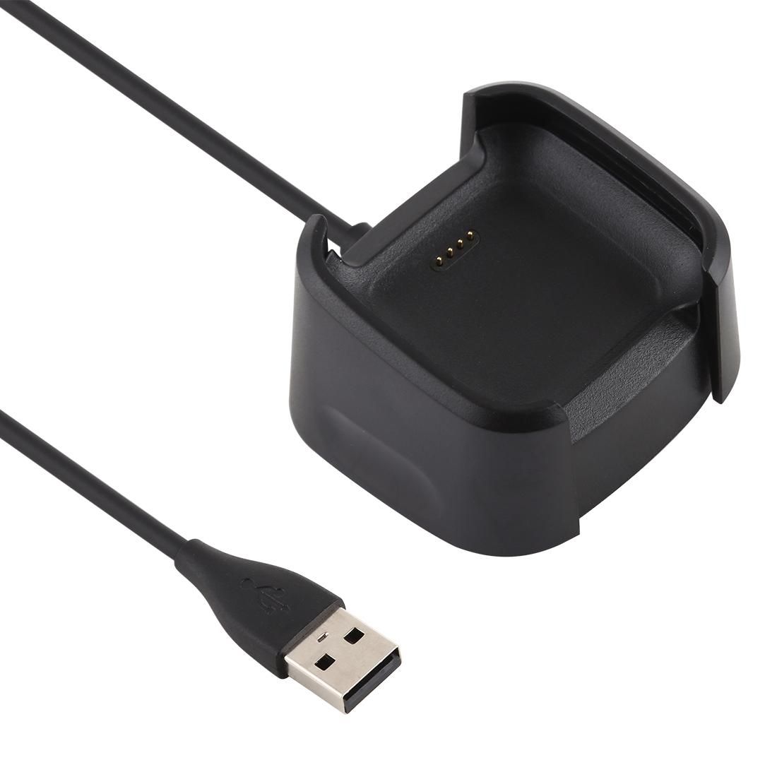 For Fitbit Versa 2 Charger Charging Dock Base Stand Holder with 1m Charging Cable (Black)