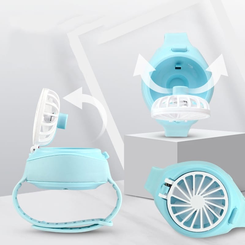 USB Mini Charging Lazy Watch Small Fan Creative Student Child Gift(Blue)