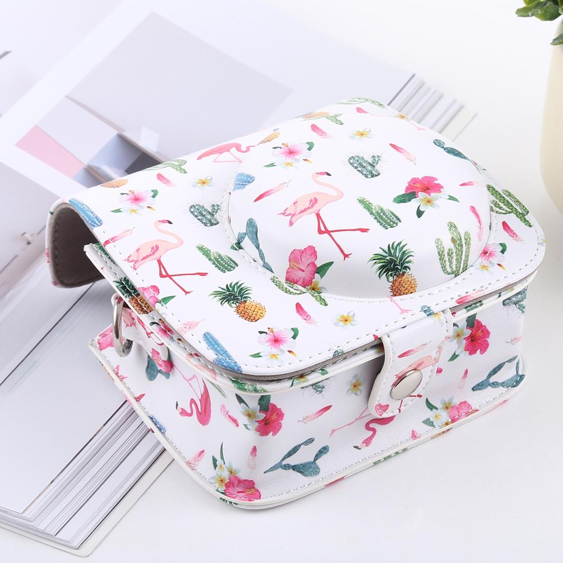 Cactus Flamingo Pattern Full Body Camera PU Leather Case Bag with Strap for FUJIFILM instax mini 9 / mini 8+ / mini 8