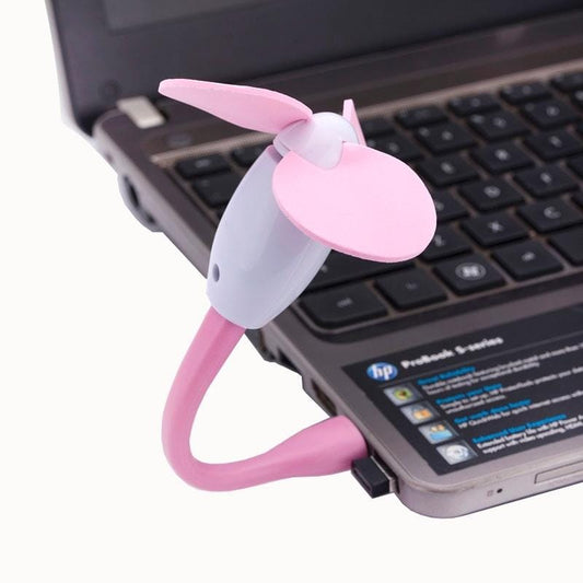 Flexible Mini Portable USB Powered 3-Blade USB Fan (Pink)