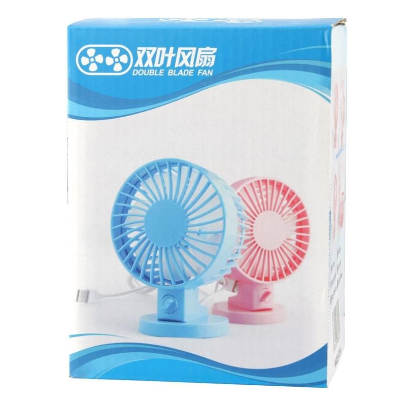 MSF-806 USB Dual Layers Blades Fan with Switch, Size: 13 x 10 x 7cm (Orange)